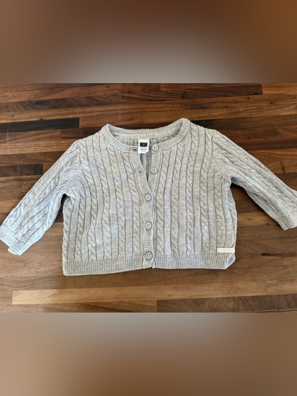 Baby Cable Knit Cardigan Sweater - Light Gray